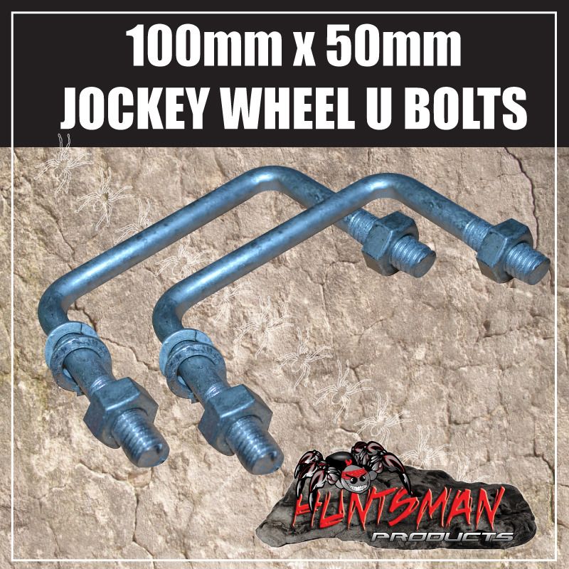 2X JOCKEY WHEEL U BOLTS TO SUIT 100MM X 50MM SQUARE DRAW BAR